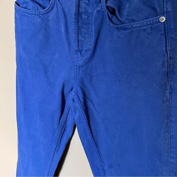 Zara Royal Blue Denim Button Fly Cropped Jeans Size 30 - Picture 5 of 9